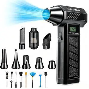Compressed Air Duster,4-Gear Adjustable Mini Electric Air Duster with Display Screen & LED Light,6 nozzles & 10 Cleaning Brush Set,Fast Charging,Dust Blower for Keyboard,House,Outdoor and Car Compressed Air Duster,4-Gear Adjustable Mini Electric Air Duster with Display Screen & LED Light,6 nozzles & 10 Cleaning Brush Set,Fast Charging,Dust Blower for Keyboard,House,Outdoor and Car
