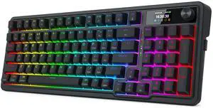 K719 Wireless Gasket Gaming Keyboard w/Hype Screen & Knob, 95 Keys Mechanical Keyboard, Easy-Control 1.14 TFT Info Display, 5-Layer Noise Dampening, Custom Linear Switch, Essential Black K719 Wireless Gasket Gaming Keyboard w/Hype Screen & Knob, 95 Keys Mechanical Keyboard, Easy-Control 1.14 TFT Info Display, 5-Layer Noise Dampening, Custom Linear Switch, Essential Black