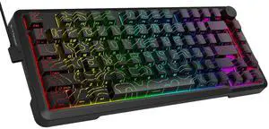 Wired Mechanical Gaming Keyboard, RGB Backlit, Hot Swappable Pre-lubed Red Switches, Gasket Structure, Knob Control, Quiet Portable 75% Compact Custom for PC, Black Wired Mechanical Gaming Keyboard, RGB Backlit, Hot Swappable Pre-lubed Red Switches, Gasket Structure, Knob Control, Quiet Portable 75% Compact Custom for PC, Black