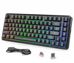 K713 Wireless Mechanical Keyboard, Gasket Mounted RGB Gaming Keyboard, 3-Mode (2.4G/BT/USB), Pre-Lubed Linear Red Switches, 75 Layout, 82 Keys Hot Swappable for PC/Mac - Black K713 Wireless Mechanical Keyboard, Gasket Mounted RGB Gaming Keyboard, 3-Mode (2.4G/BT/USB), Pre-Lubed Linear Red Switches, 75 Layout, 82 Keys Hot Swappable for PC/Mac - Black