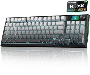 Wireless Mechanical Keyboard, Gasket RGB Gaming Keyboard with Screen & Knob, Tri-Mode BT5.0/2.4G/USB-C, 95 Keys Hot Swappable, Side Printed PBT Keycaps, Thick Pre-Lubed Linear Switch, K725SP Wireless Mechanical Keyboard, Gasket RGB Gaming Keyboard with Screen & Knob, Tri-Mode BT5.0/2.4G/USB-C, 95 Keys Hot Swappable, Side Printed PBT Keycaps, Thick Pre-Lubed Linear Switch, K725SP