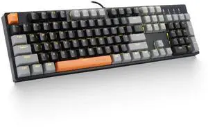 Wired Mechanical Gaming Keyboard, Hot Swappable Red Switch, Yellow LED Backlit, 104 Key Anti-ghosting, Full-Size Computer Keyboards for Office Work PC Mac, Black Gray Wired Mechanical Gaming Keyboard, Hot Swappable Red Switch, Yellow LED Backlit, 104 Key Anti-ghosting, Full-Size Computer Keyboards for Office Work PC Mac, Black Gray