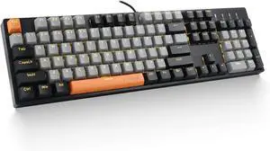 Wired Mechanical Gaming Keyboard, Hot Swappable Red Switch, Yellow LED Backlit, 104 Key Anti-ghosting, Full-Size Computer Keyboards for Office Work PC Mac, Gray Black Wired Mechanical Gaming Keyboard, Hot Swappable Red Switch, Yellow LED Backlit, 104 Key Anti-ghosting, Full-Size Computer Keyboards for Office Work PC Mac, Gray Black