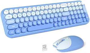 Wireless Keyboard and Mouse Combo, Full Size 2.4G Retro Round Computer Keyboard and Mouse Set, Plug and Play, for Windows, Computer, Desktop, PC, Notebook - (Blue Gradient) Wireless Keyboard and Mouse Combo, Full Size 2.4G Retro Round Computer Keyboard and Mouse Set, Plug and Play, for Windows, Computer, Desktop, PC, Notebook - (Blue Gradient)