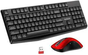 Wireless Keyboard and Mouse Combo, 2.4G Full-Size Ergonomic Set with 1400 DPI Mouse, Lag-Free USB Receiver, 6-Month Battery Life for PC/Laptop/Windows/Mac (Black Keyboard + Red Mouse) Wireless Keyboard and Mouse Combo, 2.4G Full-Size Ergonomic Set with 1400 DPI Mouse, Lag-Free USB Receiver, 6-Month Battery Life for PC/Laptop/Windows/Mac (Black Keyboard + Red Mouse)