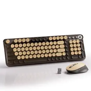 Wireless Keyboard and Mouse Combo, Full-Size 2.4G Set with Number Pad, Long Battery Life, Plug Play for Office and Student Use (Coffee) Wireless Keyboard and Mouse Combo, Full-Size 2.4G Set with Number Pad, Long Battery Life, Plug Play for Office and Student Use (Coffee)