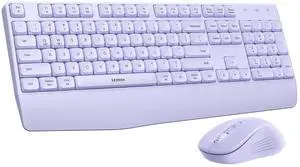 Wireless Bluetooth Keyboard Mouse Combo, Ergonomic Keyboard with Wrist Rest, Silent Mouse, USB & Bluetooth Multi-Device, Full-Size Compatible for Windows PC Laptop Mac MacBook, Purple Wireless Bluetooth Keyboard Mouse Combo, Ergonomic Keyboard with Wrist Rest, Silent Mouse, USB & Bluetooth Multi-Device, Full-Size Compatible for Windows PC Laptop Mac MacBook, Purple
