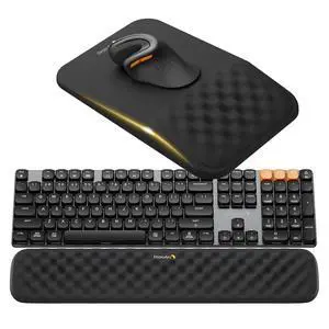 KMP50 Ergonomic Mouse Pad Wrist Support and Wrist Rest for Computer Keyboard Set, Massage Design with Lycra Surface and Non-Slip PU Base for Pain Relief, Desk, Home, Office, Black KMP50 Ergonomic Mouse Pad Wrist Support and Wrist Rest for Computer Keyboard Set, Massage Design with Lycra Surface and Non-Slip PU Base for Pain Relief, Desk, Home, Office, Black