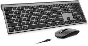 Rechargeable Wireless Bluetooth Keyboard and Mouse Combo, Full Size Silent Ergonomic Scissor Switch Keyboard and Optical Mouse Set, 2.4G Lag-Free Cordless Keyboard Mice for Computer,Mac,Laptop,PC-Grey Rechargeable Wireless Bluetooth Keyboard and Mouse Combo, Full Size Silent Ergonomic Scissor Switch Keyboard and Optical Mouse Set, 2.4G Lag-Free Cordless Keyboard Mice for Computer,Mac,Laptop,PC-Grey