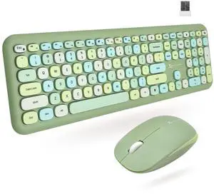 Green Wireless Keyboard and Mouse Combo 2.4G and Bluetooth Connectivity, Retro Typewriter-Style Wireless Keyboard and Mouse Set, Colorful Bubble Keyboard for Aesthetic Workspaces Green Wireless Keyboard and Mouse Combo 2.4G and Bluetooth Connectivity, Retro Typewriter-Style Wireless Keyboard and Mouse Set, Colorful Bubble Keyboard for Aesthetic Workspaces