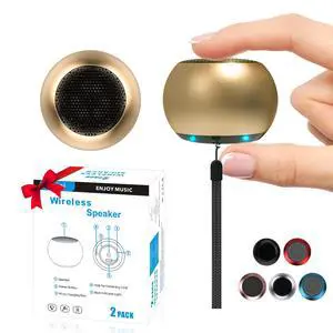 2Pack Portable Mini Speakers, Bluetooth Tiny Speakers,Wireless Micro Speaker for Phone/PC/Tablet, Rechargeable Battery, Built-in Microphone, Cute Mini Speaker with Strap to Carry, Gold 2Pack Portable Mini Speakers, Bluetooth Tiny Speakers,Wireless Micro Speaker for Phone/PC/Tablet, Rechargeable Battery, Built-in Microphone, Cute Mini Speaker with Strap to Carry, Gold