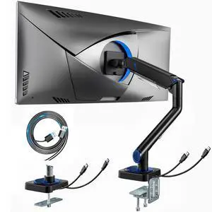 Monitor Arm for 17"-49", Ultrawide Single Monitor Mount Holds up to 44lbs, Heavy Duty Mechanical Spring Monitor Stand with USB, 75/100 VESA Mount with Clamp/Grommet Base, Black Monitor Arm for 17"-49", Ultrawide Single Monitor Mount Holds up to 44lbs, Heavy Duty Mechanical Spring Monitor Stand with USB, 75/100 VESA Mount with Clamp/Grommet Base, Black
