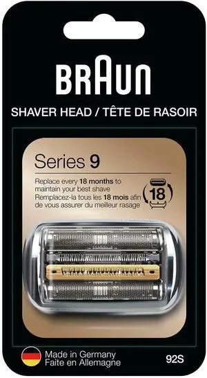 Series 9 Men's Electric Shaver Head ORIGINAL Replacement Blade, Silver 92S Series 9 Men's Electric Shaver Head ORIGINAL Replacement Blade, Silver 92S
