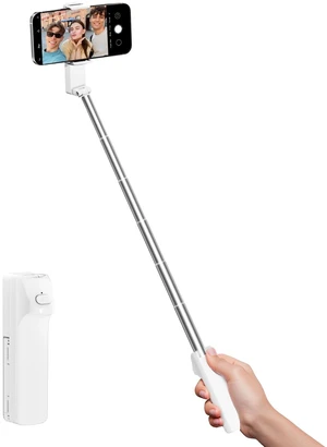 Selfie Stick for iPhone, Extended Portable Selfie Stick, Wireless Remote, Adujustable, Compact Phone Holder for Photograph, Video Recording, Streaming (White) Selfie Stick for iPhone, Extended Portable Selfie Stick, Wireless Remote, Adujustable, Compact Phone Holder for Photograph, Video Recording, Streaming (White)