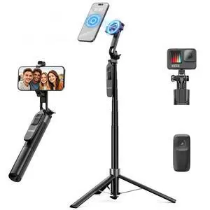 71" Phone Tripod, 3-in-1 Clamp & MagSafe Magnetic Selfie Stick with Bluetooth Remote, Auto Extend Phone Stand, Compatible with iPhone 17 Series, Sony, Canon Cameras, Lightweight Travel Design 71" Phone Tripod, 3-in-1 Clamp & MagSafe Magnetic Selfie Stick with Bluetooth Remote, Auto Extend Phone Stand, Compatible with iPhone 17 Series, Sony, Canon Cameras, Lightweight Travel Design