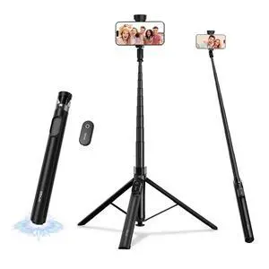 66" Automatic Phone Tripod Stand with Remote, Cell Phone Tripod for iPhone Video Recording & Live Streaming, Adjustable Selfie Stick Tripod for Content Creators, Vloggers (Black) 66" Automatic Phone Tripod Stand with Remote, Cell Phone Tripod for iPhone Video Recording & Live Streaming, Adjustable Selfie Stick Tripod for Content Creators, Vloggers (Black)