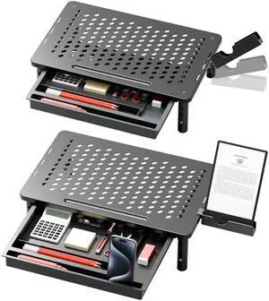 Computer Monitor Stand Riser with Storage, 3 Height Adjustable Laptop Desktop Monitor Stand with Drawer, Metal Short Printer Table, Stand Riser for Desk, Office Desk Organizers and Accessories. Computer Monitor Stand Riser with Storage, 3 Height Adjustable Laptop Desktop Monitor Stand with Drawer, Metal Short Printer Table, Stand Riser for Desk, Office Desk Organizers and Accessories.
