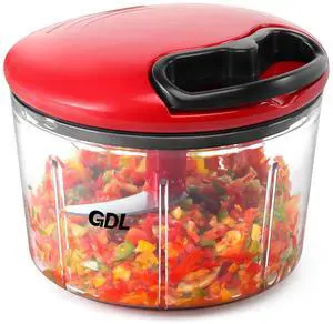 Food Chopper, Pull Onion Chopper Dicer, Hand Powered Food Mincer, Fast Cutting Hand Chopper for Oinon, Garlic, Nut, 3.4 Cups 0.8L, Red Food Chopper, Pull Onion Chopper Dicer, Hand Powered Food Mincer, Fast Cutting Hand Chopper for Oinon, Garlic, Nut, 3.4 Cups 0.8L, Red