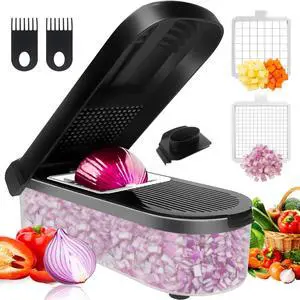 Multifunctional Food Chopper - Onion, Vegetable Slicer Dicer Cutter, Potato Cutter - Veggie Chopper with Container (4 in 1, Black) Multifunctional Food Chopper - Onion, Vegetable Slicer Dicer Cutter, Potato Cutter - Veggie Chopper with Container (4 in 1, Black)