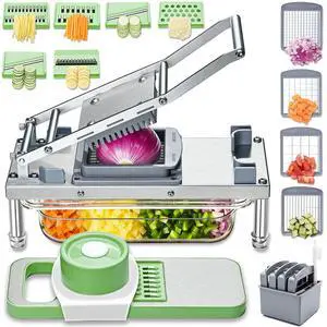 Stainless Steel Vegetable Chopper with 10 Blades - Mandoline Slicer-Pro Food Chopper with Container - Veggie Salad Onion Chopper - Potato Dicer - Tomato Cutter - Cheese Grater Stainless Steel Vegetable Chopper with 10 Blades - Mandoline Slicer-Pro Food Chopper with Container - Veggie Salad Onion Chopper - Potato Dicer - Tomato Cutter - Cheese Grater