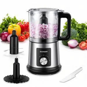 Electric Food Processor, 4 Cup Food Chopper with 3 Speed Settings (Pulse + Hands-Free 1&2), 400W Powerful Motor, 4 Bi-Level Blades and Whisk Attachment, BPA-Free, Stainless Steel Electric Food Processor, 4 Cup Food Chopper with 3 Speed Settings (Pulse + Hands-Free 1&2), 400W Powerful Motor, 4 Bi-Level Blades and Whisk Attachment, BPA-Free, Stainless Steel