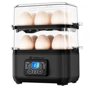 Rapid Egg Cooker, 12 Eggs Capacity, Soft Medium Hard Boiled, Poached, Scrambled Omelet Maker, Egg Poacher & Vegetable Steamer, Digital Timer, Auto Shut Off (Black) Rapid Egg Cooker, 12 Eggs Capacity, Soft Medium Hard Boiled, Poached, Scrambled Omelet Maker, Egg Poacher & Vegetable Steamer, Digital Timer, Auto Shut Off (Black)