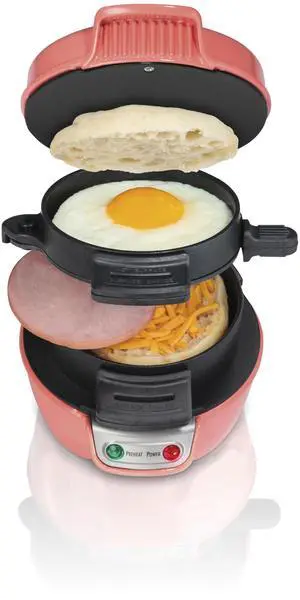 Breakfast Sandwich Maker with Egg Cooker Ring, Customize Ingredients, Perfect for English Muffins, Croissants, Mini Waffles, Perfect White Elephant Gifts, Coral (25483) Breakfast Sandwich Maker with Egg Cooker Ring, Customize Ingredients, Perfect for English Muffins, Croissants, Mini Waffles, Perfect White Elephant Gifts, Coral (25483)