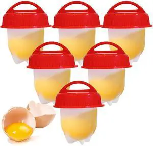 Hard Boiled Egg Maker, 6-Piece Shell-Free Egg Cooker Set, Non-Stick Easy-Clean Multifunctional Egg Boiler Kit, white Hard Boiled Egg Maker, 6-Piece Shell-Free Egg Cooker Set, Non-Stick Easy-Clean Multifunctional Egg Boiler Kit, white