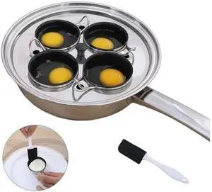 4 Cups Egg Poacher Pan - Stainless Steel Poached Egg Cooker Induction Cooktop Egg Poachers Cookware Set with 4 Nonstick Large PFOA FREE Egg Poacher Cups and Silicone Spatula 4 Cups Egg Poacher Pan - Stainless Steel Poached Egg Cooker Induction Cooktop Egg Poachers Cookware Set with 4 Nonstick Large PFOA FREE Egg Poacher Cups and Silicone Spatula