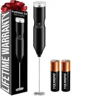 Powerful Frother Wand AA Batteries Included, Ultra Fast Handheld Drink Mixer, Comfort Milk Frother, Stainless Steel Whisker, Frother Handheld for Coffee, Protein & Matcha - Frothmate 2.0 Powerful Frother Wand AA Batteries Included, Ultra Fast Handheld Drink Mixer, Comfort Milk Frother, Stainless Steel Whisker, Frother Handheld for Coffee, Protein & Matcha - Frothmate 2.0