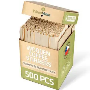5.5 Inch Wooden Coffee Stirrers, 500 Count, Disposable & Compostable Wood Coffee Stick Stirrers | Eco-Friendly, Sustainable, Organic, Biodegradable, Vegan-Friendly Coffee Station Supplies 5.5 Inch Wooden Coffee Stirrers, 500 Count, Disposable & Compostable Wood Coffee Stick Stirrers | Eco-Friendly, Sustainable, Organic, Biodegradable, Vegan-Friendly Coffee Station Supplies