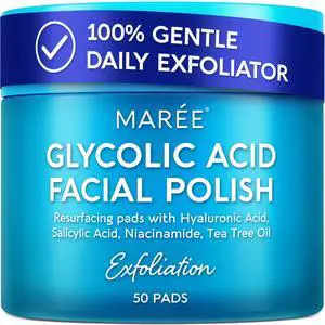 Glycolic Acid Pads - Toner Pads for Face Cleansing - Exfoliating Pad with Tea Tree Oil, Salicylic Acid & Vitamins E, B3, B5 - Facial Polishes & Peels, Skin Pore Resurfacing & Radiance - 50 Count Glycolic Acid Pads - Toner Pads for Face Cleansing - Exfoliating Pad with Tea Tree Oil, Salicylic Acid & Vitamins E, B3, B5 - Facial Polishes & Peels, Skin Pore Resurfacing & Radiance - 50 Count