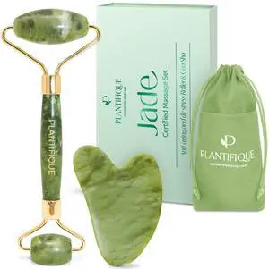 Jade Roller & Gua Sha Set Real Jade Facial Tools for Skin Care Routine Certified Face Massager for Radiant Skin Jade Roller & Gua Sha Set Real Jade Facial Tools for Skin Care Routine Certified Face Massager for Radiant Skin