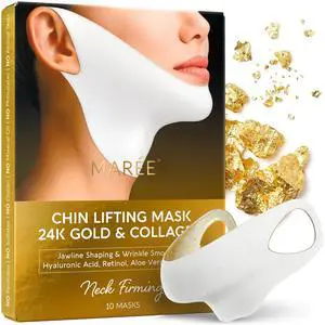 Chin Strap V Line Lifting Mask - 24K Gold Face & Neck Lift Tape Mask - Double Chin Strap for Sleeping - Neck Wrinkle Patches Reducer & Jawline Shaper for Firming, Tightening & Lifting - 10 PCS Chin Strap V Line Lifting Mask - 24K Gold Face & Neck Lift Tape Mask - Double Chin Strap for Sleeping - Neck Wrinkle Patches Reducer & Jawline Shaper for Firming, Tightening & Lifting - 10 PCS