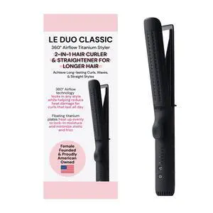 Le Duo Grande 360° Airflow Styler | Curl & Straighten with One Tool | 5.3" Snag-Free Titanium Plates | Cooling Air Vents to Set Curls | Adjustable Temp & Auto Shut-Off | Black Le Duo Grande 360° Airflow Styler | Curl & Straighten with One Tool | 5.3" Snag-Free Titanium Plates | Cooling Air Vents to Set Curls | Adjustable Temp & Auto Shut-Off | Black