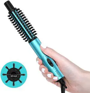 Mini Thermal Brush, Curling Iron 3/4 Inch, Heated Round Brush for Volumizing and Small Curls, Travel Size Hot Brush for Short & Thin Hair, Dual Voltage, One Heat 392°F, Touch-ups, Blue Mini Thermal Brush, Curling Iron 3/4 Inch, Heated Round Brush for Volumizing and Small Curls, Travel Size Hot Brush for Short & Thin Hair, Dual Voltage, One Heat 392°F, Touch-ups, Blue