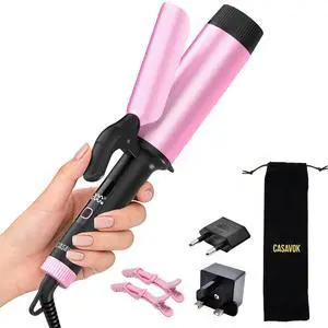 Large Curling Iron 2 Inch,Large Barrel Curling Iron for Long Hair,Dual Voltage Curling Iron 110-240V with European Plug,Curling Wand with Clamp for Loose Curls,5 Temp Digital Display,Temp Lock Large Curling Iron 2 Inch,Large Barrel Curling Iron for Long Hair,Dual Voltage Curling Iron 110-240V with European Plug,Curling Wand with Clamp for Loose Curls,5 Temp Digital Display,Temp Lock