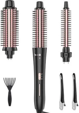 Curling Brush Set, Curling Iron Interchangeable 3 Barrel Wand Curler with Ceramic Tourmaline Professional Curling Iron Brush,for Women with Curler and Waver Curling Brush Set, Curling Iron Interchangeable 3 Barrel Wand Curler with Ceramic Tourmaline Professional Curling Iron Brush,for Women with Curler and Waver