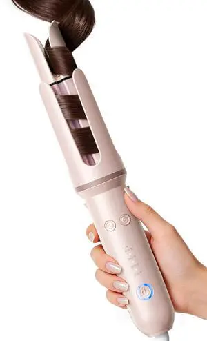 Automatic Curling Iron, 4 Temp, 1.25" Rotating Curling Wand for Beach Waves &Loose Curls, Ionic Ceramic Barrel, Anti-Scald&Tangle, Dual Voltage, Pink Automatic Curling Iron, 4 Temp, 1.25" Rotating Curling Wand for Beach Waves &Loose Curls, Ionic Ceramic Barrel, Anti-Scald&Tangle, Dual Voltage, Pink