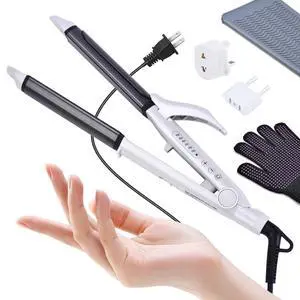 Dual Voltage(100~250V) Travel Curling Iron with European Plug Adapter for International Travel, Europe Travel Essentials for Women, European Travel Must Haves Dual Voltage(100~250V) Travel Curling Iron with European Plug Adapter for International Travel, Europe Travel Essentials for Women, European Travel Must Haves