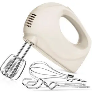 Handmixer Electric Handheld - 5 Speed Portable Kitchen Mixer Electric with 5 Stainless Steel Accessories Whisk, Food Beater for Whipping Mixing Cookies(Beige) Handmixer Electric Handheld - 5 Speed Portable Kitchen Mixer Electric with 5 Stainless Steel Accessories Whisk, Food Beater for Whipping Mixing Cookies(Beige)