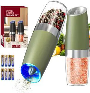 Gravity Electric Salt and Pepper Grinder Set Automatic Salt and Pepper Grinder Set with LED Light, Battery Operated, Adjustable Coarseness, Large Capacity, for Home Kitchen BBQ, Green Gravity Electric Salt and Pepper Grinder Set Automatic Salt and Pepper Grinder Set with LED Light, Battery Operated, Adjustable Coarseness, Large Capacity, for Home Kitchen BBQ, Green