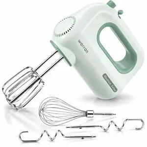 300W Compact Lightweight Electric Hand Mixer, with Powerful Quiet DC Motor for Baking, Cake, Brownies, Cookie Dough, Ideal for Home Kitchen (Green) 300W Compact Lightweight Electric Hand Mixer, with Powerful Quiet DC Motor for Baking, Cake, Brownies, Cookie Dough, Ideal for Home Kitchen (Green)