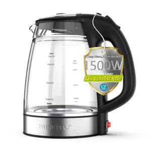 1.7L Dual Wall Cool Touch Electric Kettle, BPA-Free Borosilicate Glass Inner, PC Outer, 1500W Fast Boil Cordless Hot Water Boiler & Electric Tea Kettle, Keep Warm, Auto Shut-Off, Black 1.7L Dual Wall Cool Touch Electric Kettle, BPA-Free Borosilicate Glass Inner, PC Outer, 1500W Fast Boil Cordless Hot Water Boiler & Electric Tea Kettle, Keep Warm, Auto Shut-Off, Black