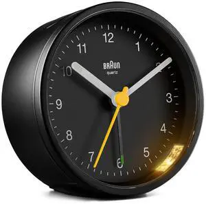 Classic Analogue Alarm Clock with Snooze and Light, Quiet Quartz Movement, Crescendo Beep Alarm in Black, Model BC12B. Classic Analogue Alarm Clock with Snooze and Light, Quiet Quartz Movement, Crescendo Beep Alarm in Black, Model BC12B.