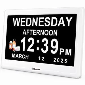 12 Dementia Digital Clock for Seniors Extra Large, 20 Alarm Reminders Date Day Time Display for Elderly Memory Loss Alzheimers, Electric Calendar Clock, Auto DST, 1024 * 600P HD 12 Dementia Digital Clock for Seniors Extra Large, 20 Alarm Reminders Date Day Time Display for Elderly Memory Loss Alzheimers, Electric Calendar Clock, Auto DST, 1024 * 600P HD