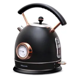 Retro Electric Kettle Stainless Steel, 1.8L Tea Water Boiler, 1500W Fast Quiet Boil, Temperature Gauge, Auto Shut-Off, Boil-Dry Protection, Matt Black and Rose Gold Retro Electric Kettle Stainless Steel, 1.8L Tea Water Boiler, 1500W Fast Quiet Boil, Temperature Gauge, Auto Shut-Off, Boil-Dry Protection, Matt Black and Rose Gold