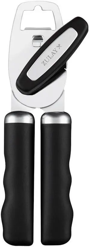 Heavy Duty Stainless Steel Can Opener Manual with Bottle Opener - Rust Proof Manual Can Opener With Turn Knob & Comfy Soft Grip Handles - Black Heavy Duty Stainless Steel Can Opener Manual with Bottle Opener - Rust Proof Manual Can Opener With Turn Knob & Comfy Soft Grip Handles - Black