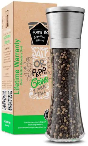 Original Stainless Steel Salt or Pepper Grinder 1pk - Adjustable Ceramic Sea Salt Grinder or Pepper Mill - Tall Glass Spice Shaker - Spice Mill w/EBook Original Stainless Steel Salt or Pepper Grinder 1pk - Adjustable Ceramic Sea Salt Grinder or Pepper Mill - Tall Glass Spice Shaker - Spice Mill w/EBook