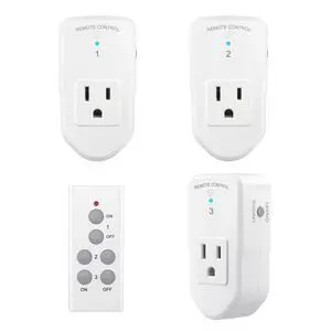Wireless Remote Control Outlet Electrical Switch for Lights, Fans, Christmas Lights, Small Appliance, 100ft Long Range White (Learning Code, 3 Outlets +1 Remote) 1200W/10A, ETL & FCC Certified Wireless Remote Control Outlet Electrical Switch for Lights, Fans, Christmas Lights, Small Appliance, 100ft Long Range White (Learning Code, 3 Outlets +1 Remote) 1200W/10A, ETL & FCC Certified